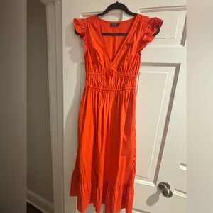 Orange V-Neck Dress
